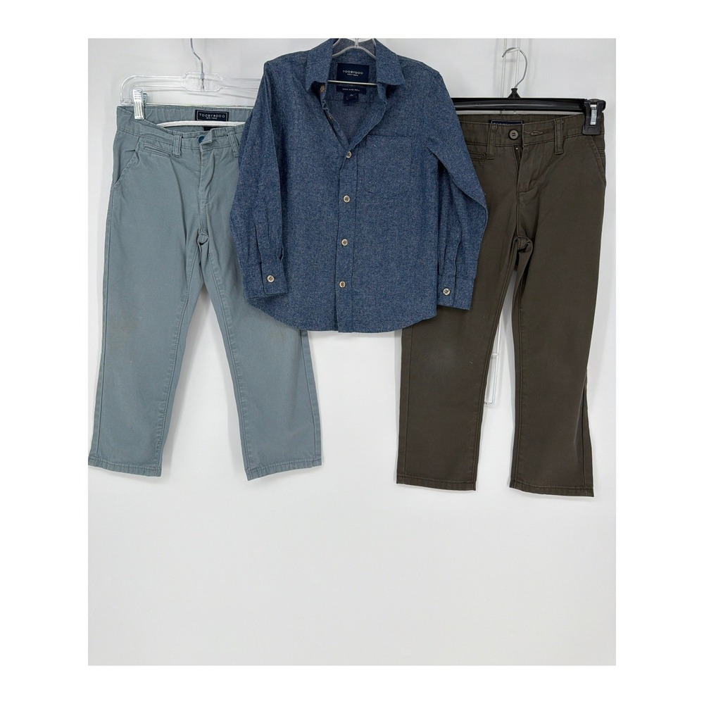 Tooby doo New York 3pc Set Boys 5 Blue Shirt Olive Light Blue Pants Versatile,